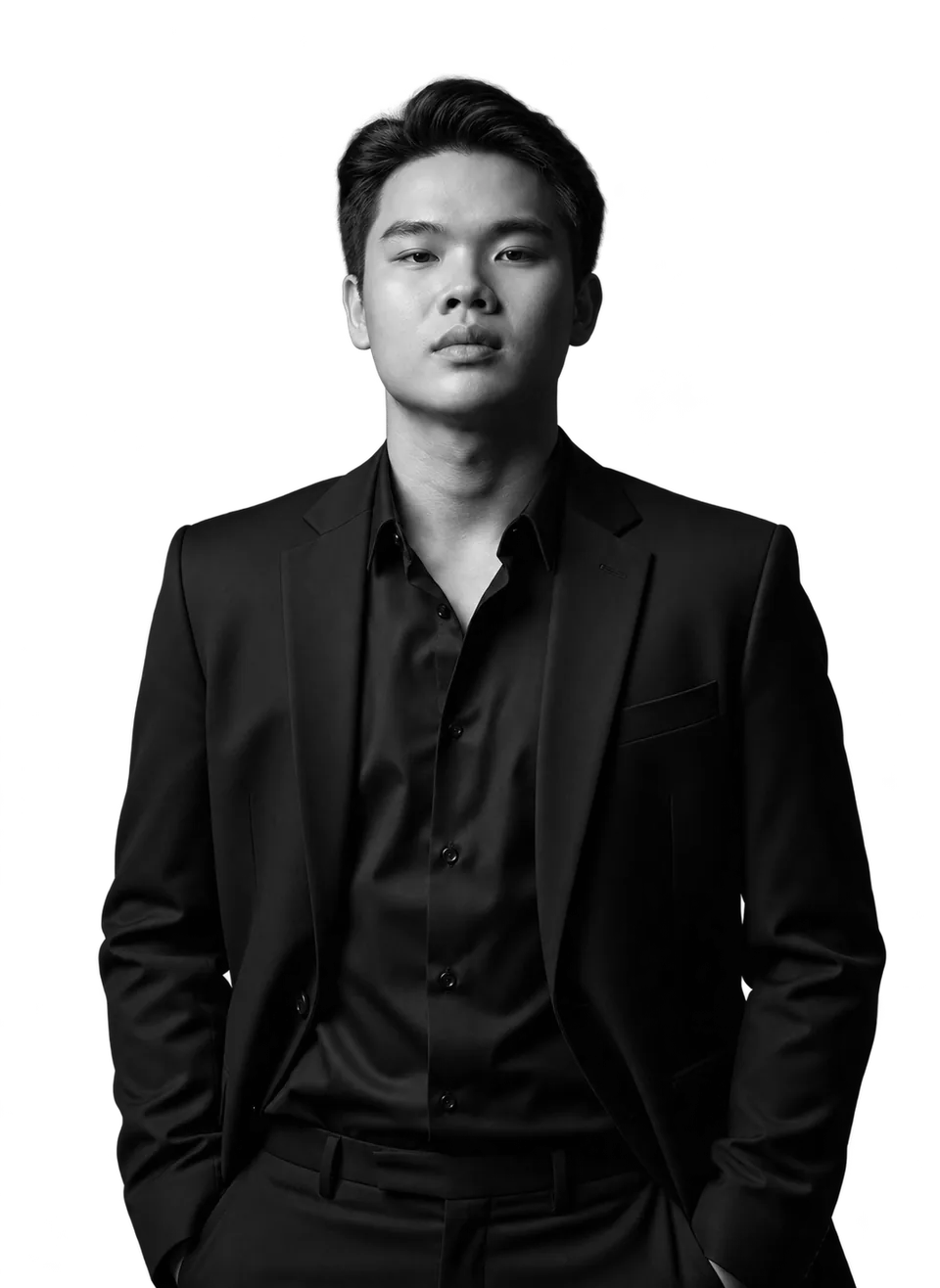 Portrait of Ali Nguyen wearing a black suit