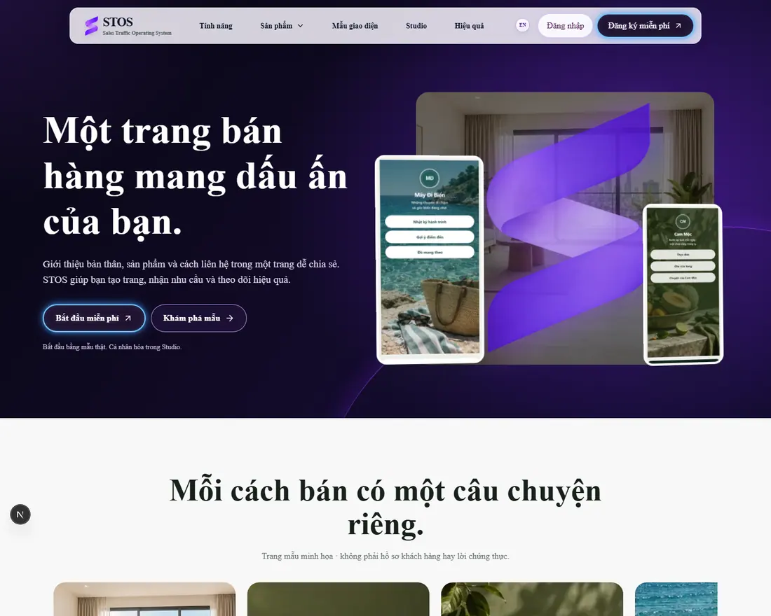STOS sales page homepage
